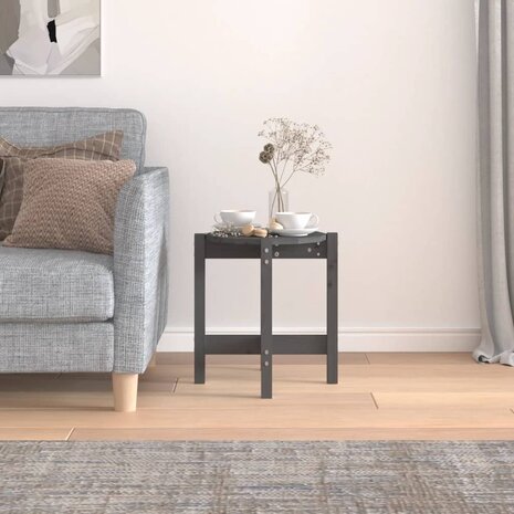 Salontafel Ø 42,5x45 cm massief grenenhout grijs 3