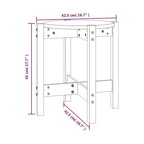 Salontafel Ø 42,5x45 cm massief grenenhout zwart 8