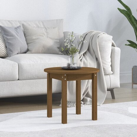 Salontafel Ø 45x40 cm massief grenenhout honingbruin 1