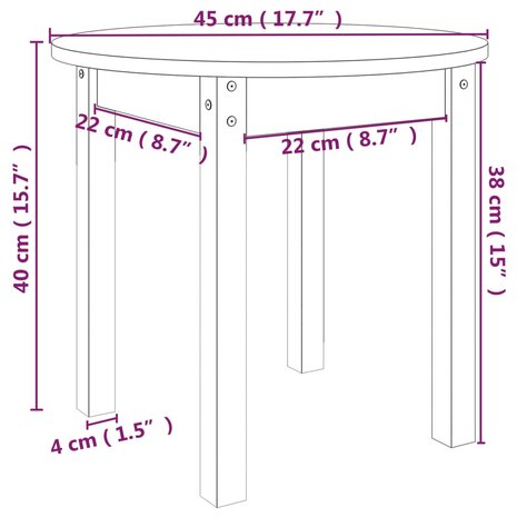 Salontafel Ø 45x40 cm massief grenenhout honingbruin 8