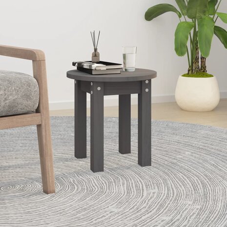 Salontafel Ø 35x35 cm massief grenenhout grijs 1