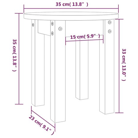 Salontafel Ø 35x35 cm massief grenenhout grijs 8