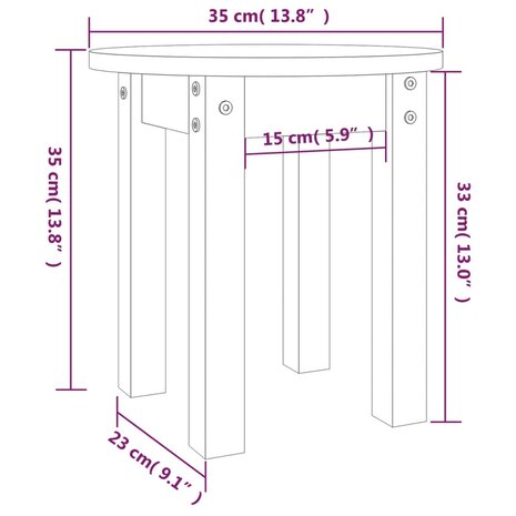 Salontafel Ø 35x35 cm massief grenenhout honingbruin 8