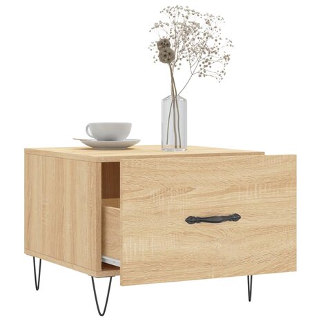 Salontafel 50x50x35 cm bewerkt hout sonoma eikenkleurig 4