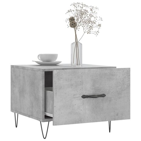 Salontafel 50x50x40 cm bewerkt hout betongrijs 4
