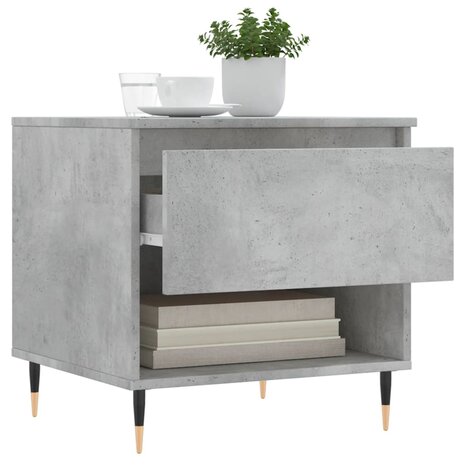 Salontafel 50x46x50 cm bewerkt hout betongrijs 4