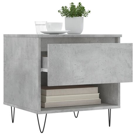 Salontafel 50x46x50 cm bewerkt hout betongrijs 4
