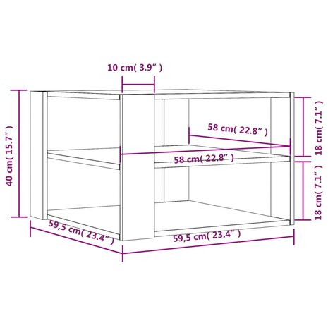 Salontafel 59,5x59,5x40 cm bewerkt hout gerookt eikenkleurig 9