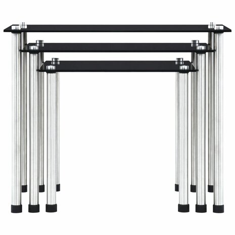 3-delige Tafeltjesset gehard glas zwart 2