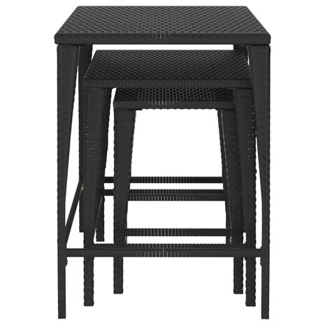 Tafeltjesset 3 st poly rattan zwart 6