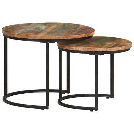2-delige Tafeltjesset massief gerecycled hout 1