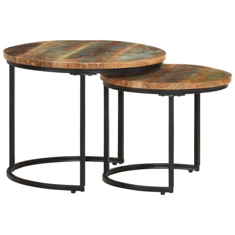 2-delige Tafeltjesset massief gerecycled hout 9