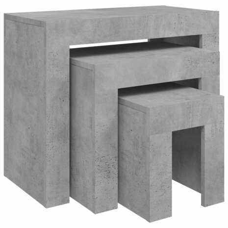 3-delige Tafeltjesset bewerkt hout betongrijs 2