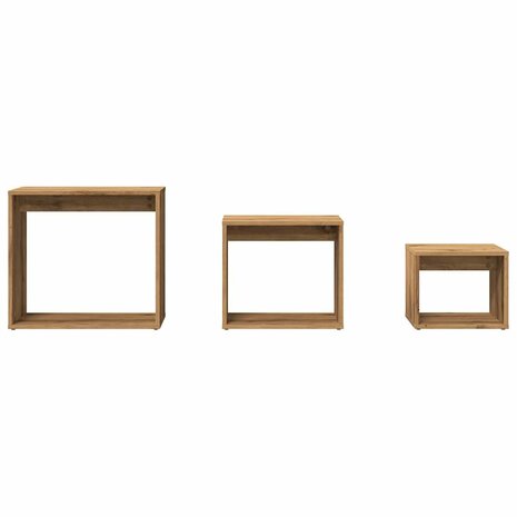 3-delige Tafeltjesset bewerkt hout artisanaal eikenkleur 4