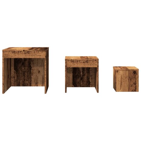 3-delige Tafeltjesset bewerkt hout oud houtkleurig 4