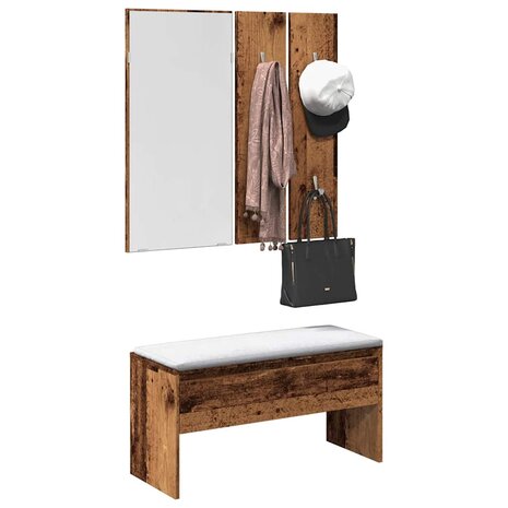 Halmeubelset bewerkt hout oud houtkleurig 3