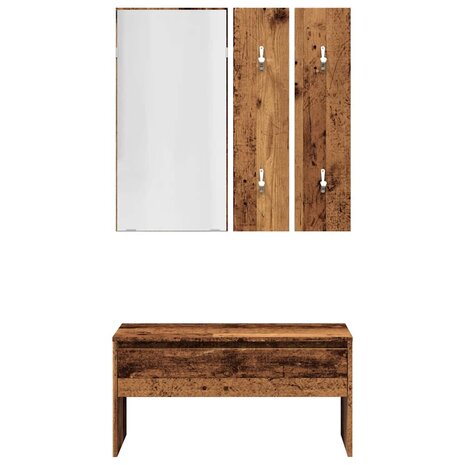 Halmeubelset bewerkt hout oud houtkleurig 5