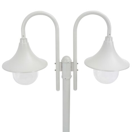 Paalverlichting tuin E27 220 cm aluminium wit 2-delig 2