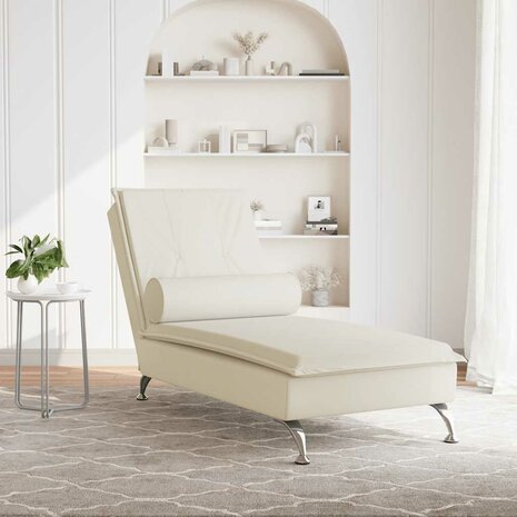 Massage chaise longue met bolster fluweel roze 3