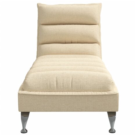 Chaise longue met kussens stof crèmekleurig 4