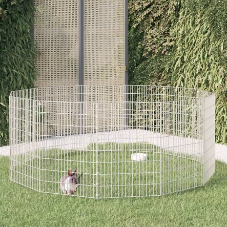 Dierenverblijf 12 panelen 54x80 cm gegalvaniseerd ijzer 1
