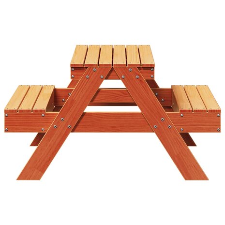 Picknicktafel voor kinderen 88x97x52 cm grenenhout wasbruin 5