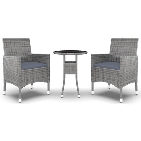3-delige Tuinset poly rattan grijs 2