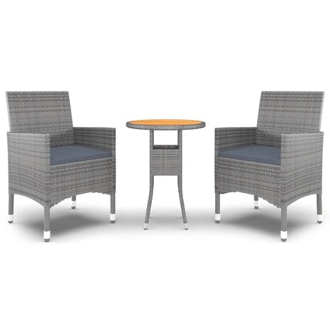 3-delige Tuinset poly rattan grijs 2