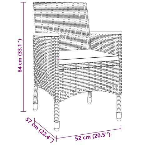 3-delige Tuinset poly rattan zwart 8