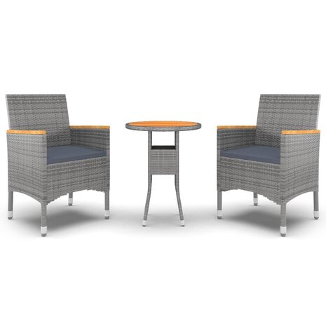 3-delige Tuinset poly rattan grijs 2