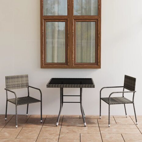 3-delige Tuinset poly rattan antracietkleurig en grijs 1