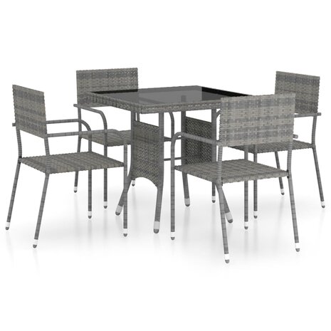 5-delige Tuinset poly rattan grijs 2