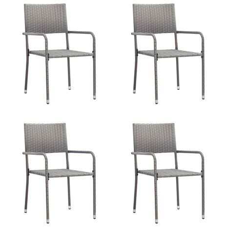 5-delige Tuinset poly rattan grijs 3