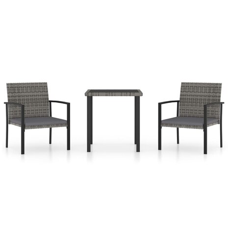 3-delige Tuinset poly rattan grijs 2