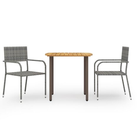 3-delige Tuinset poly rattan grijs 1
