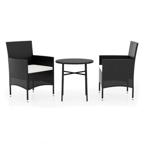 3-delige Tuinset poly rattan zwart 2