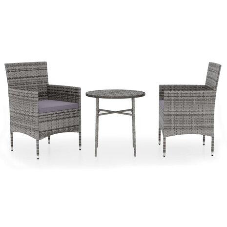 3-delige Tuinset poly rattan grijs 2