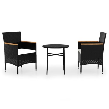 3-delige Tuinset poly rattan zwart 2