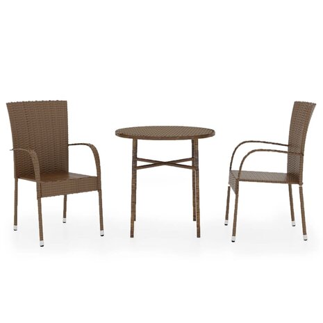 3-delige Tuinset poly rattan bruin 2