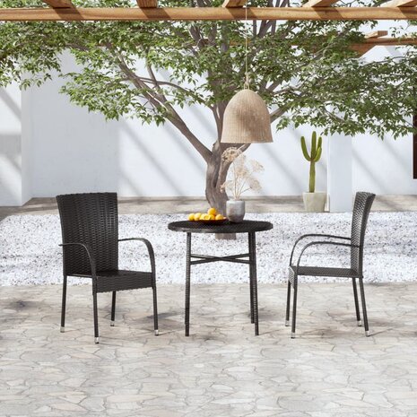 3-delige Tuinset poly rattan zwart 1