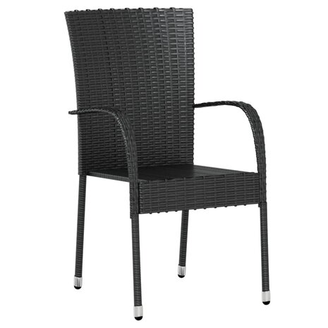 3-delige Tuinset poly rattan zwart 3