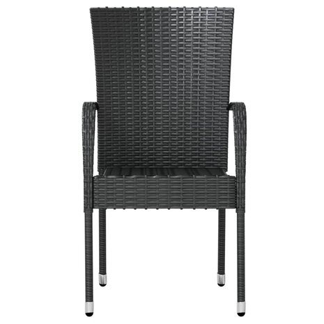 3-delige Tuinset poly rattan zwart 4
