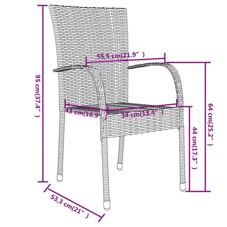 3-delige Tuinset poly rattan grijs 8
