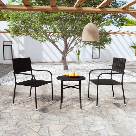 3-delige Tuinset poly rattan zwart 1