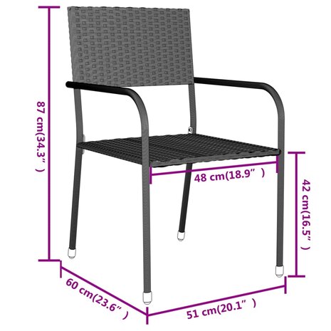 3-delige Tuinset poly rattan zwart 8