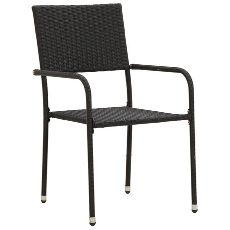 3-delige Tuinset poly rattan zwart 4