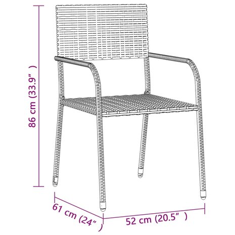 3-delige Tuinset poly rattan zwart 8