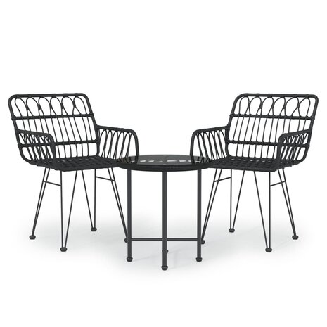 3-delige Tuinset poly rattan zwart 2
