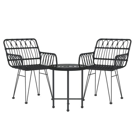 3-delige Tuinset poly rattan zwart 3