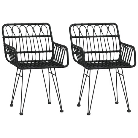 3-delige Tuinset poly rattan zwart 4